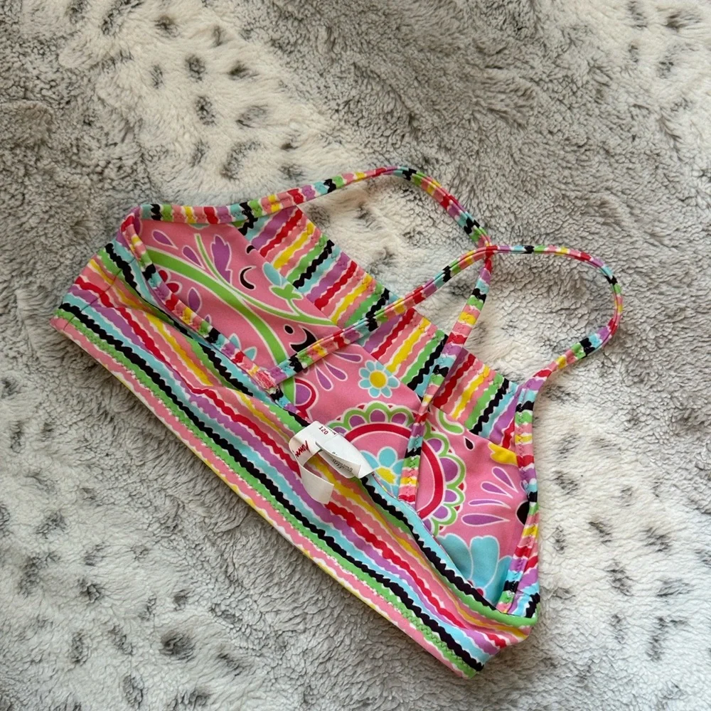 Hanna Andersson reversible bikini girls 5 tropical floral rainbow stripes beach